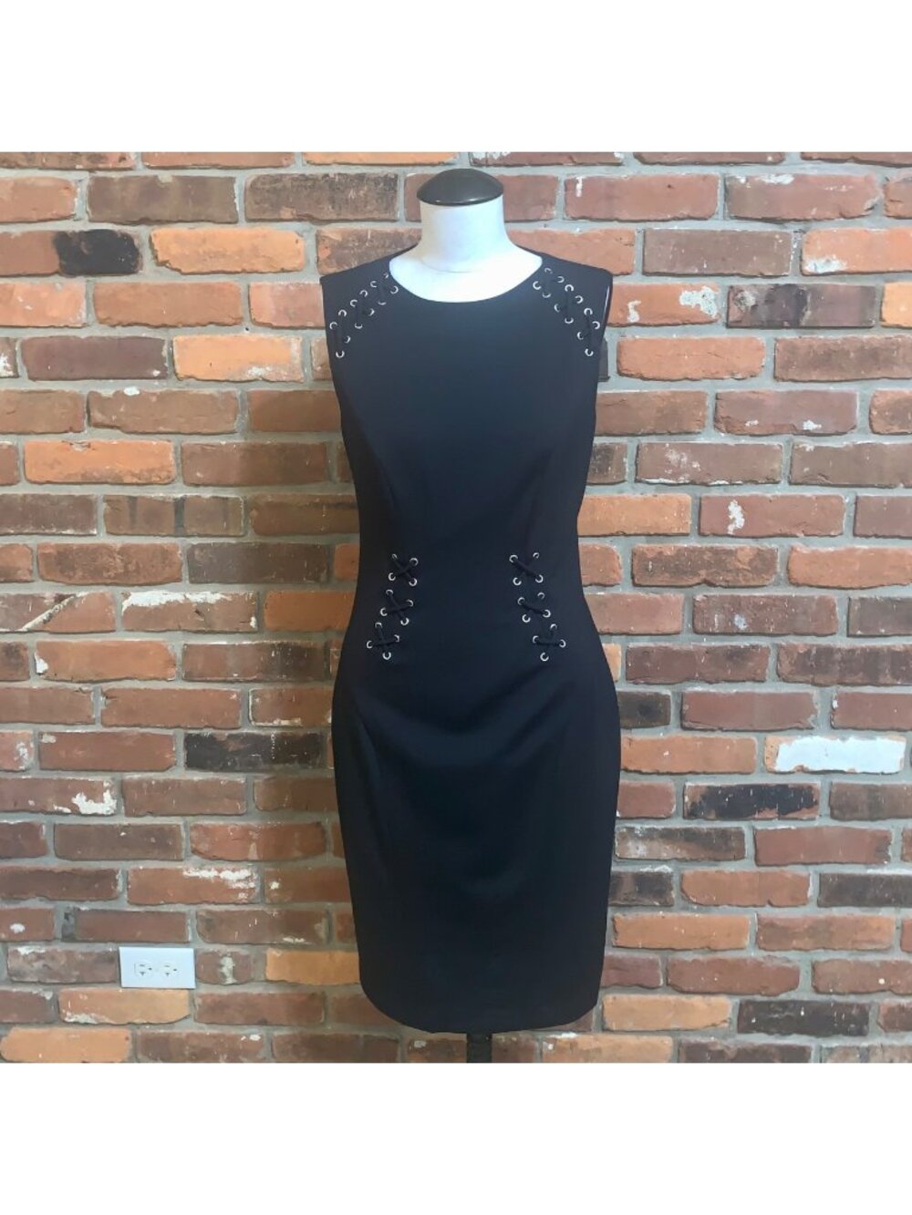 Cache Womens Black Open Back Lace Up Sleeveless Dress Size 6
